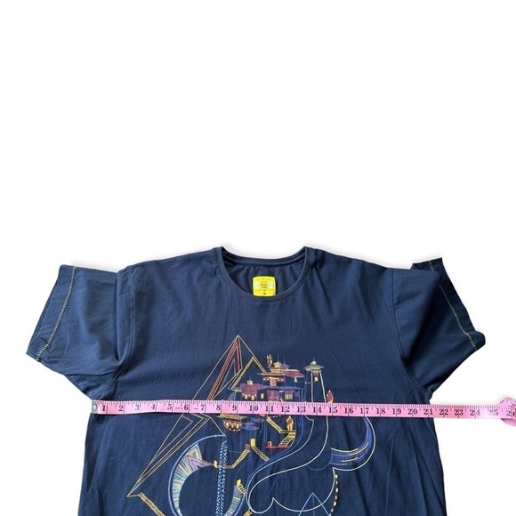 The Play Clan Men’s Stitched Embroidered Stairway Navy Graphic T-Shirt, Size XL - Picture 9 of 10